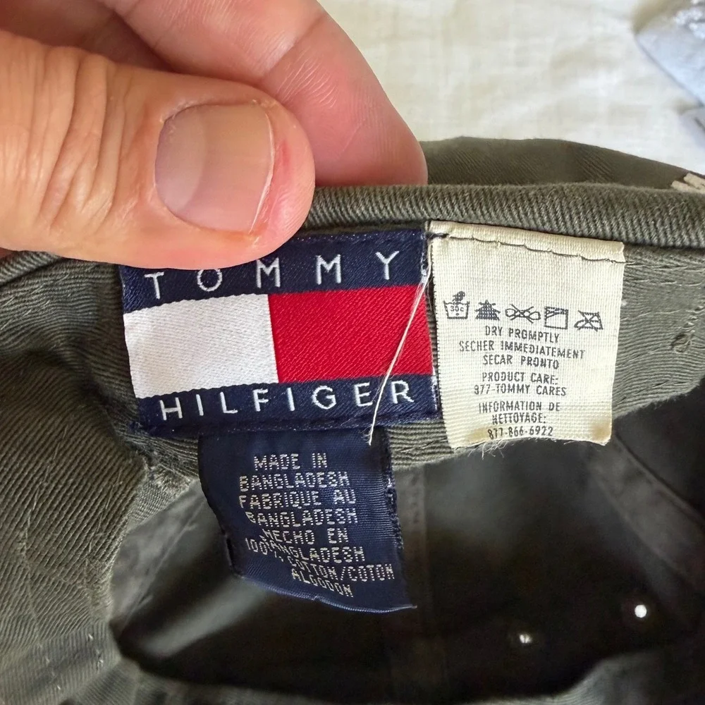 Tommy Hilfiger Olive Green Cotton Twill Flag Logo Baseball Cap‎ Hat Adjustable